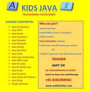Java course for Kids Computer Home Tutor www.amitsirtutor.com