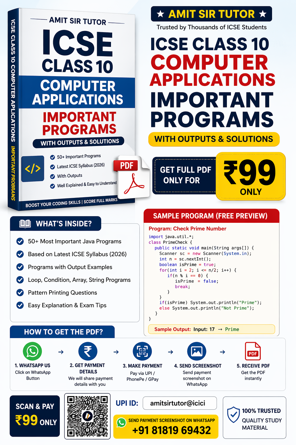 ICSE Class 10 Important Programs PDF