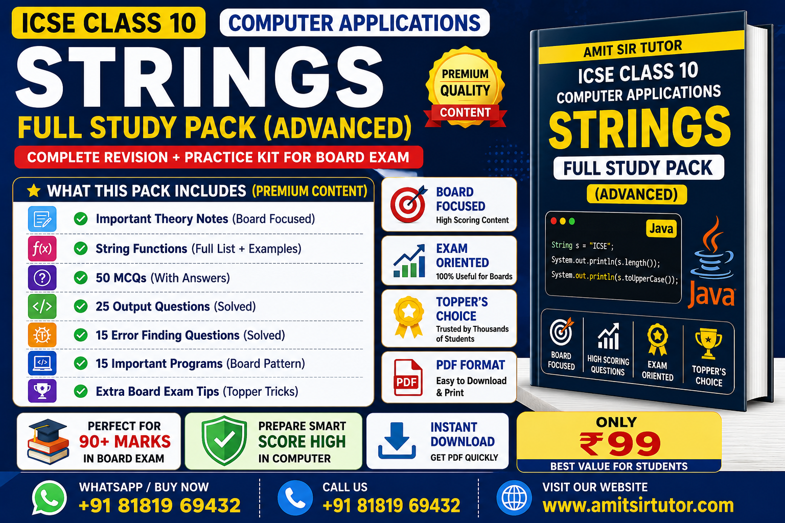ICSE Class 10 Strings Study Pack PDF by Amit Sir